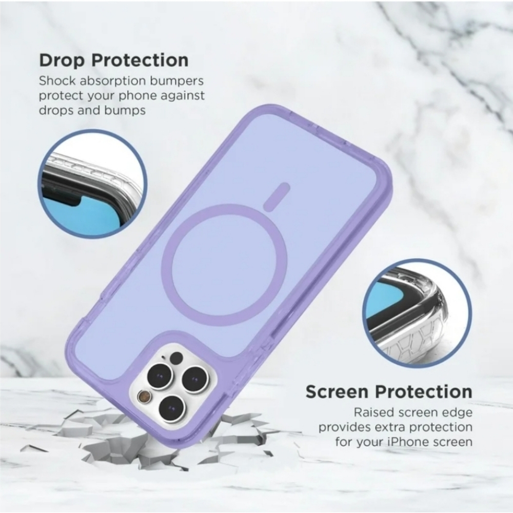iHome Mag Safe Velo Phone Case for iPhone 15 Pro Max 10' Drop Test Pastel Purple - Picture 2 of 6